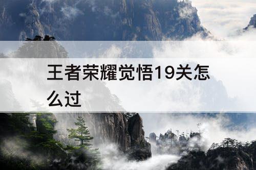 王者荣耀觉悟19关怎么过