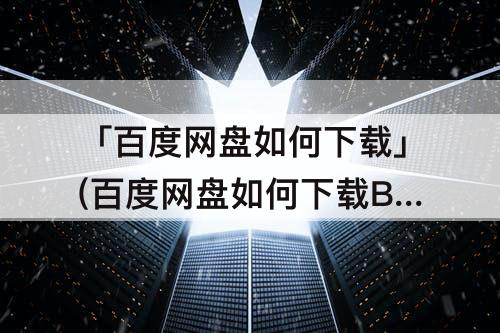 「百度网盘如何下载」(百度网盘如何下载BT种子)