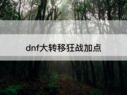 dnf大转移狂战加点