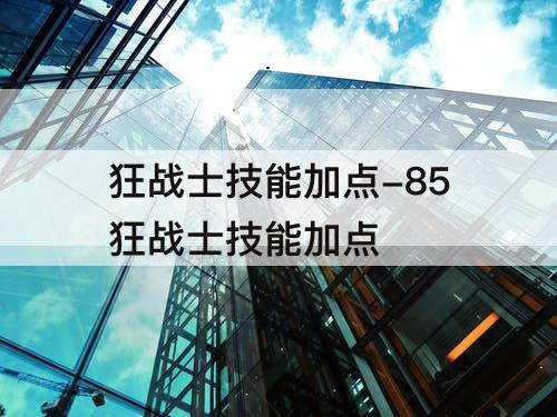 狂战士技能加点-85狂战士技能加点