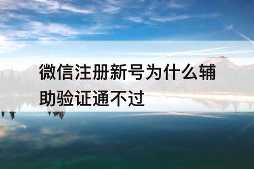 微信注册新号为什么辅助验证通不过