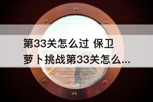 第33关怎么过 保卫萝卜挑战第33关怎么过