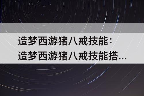 造梦西游猪八戒技能：造梦西游猪八戒技能搭配最好