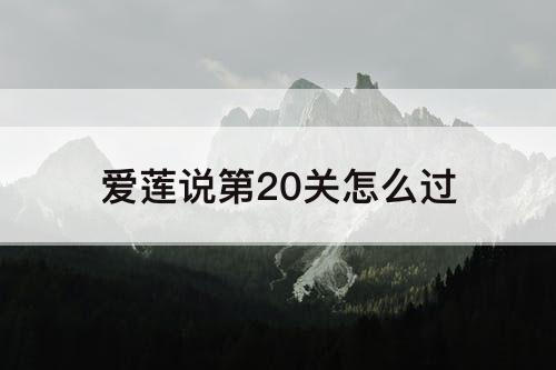 爱莲说第20关怎么过