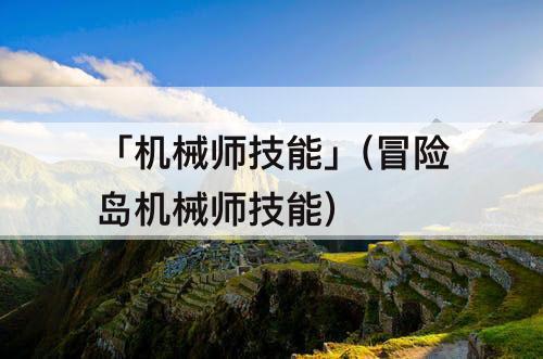 「机械师技能」(冒险岛机械师技能)