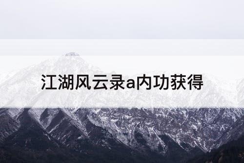 江湖风云录a内功获得