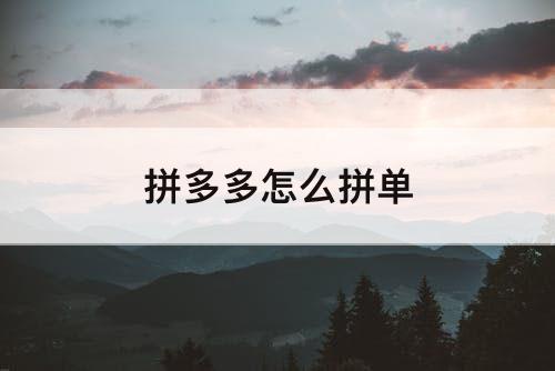拼多多怎么拼单
