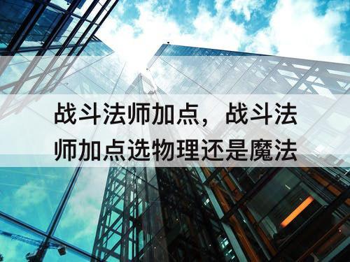 战斗法师加点，战斗法师加点选物理还是魔法