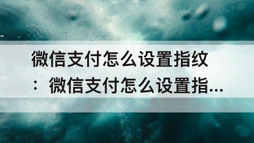 微信支付怎么设置指纹：微信支付怎么设置指纹锁