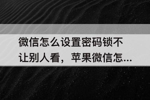 微信怎么设置密码锁不让别人看，苹果微信怎么设置密码锁不让别人看6s