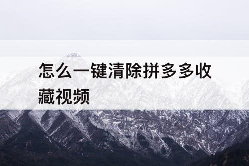 怎么一键清除拼多多收藏视频