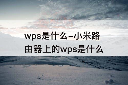 wps是什么-小米路由器上的wps是什么