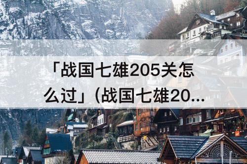 「战国七雄205关怎么过」(战国七雄205关怎么过图解法)