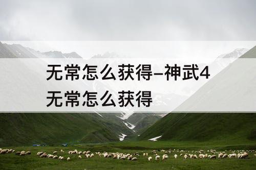 无常怎么获得-神武4无常怎么获得