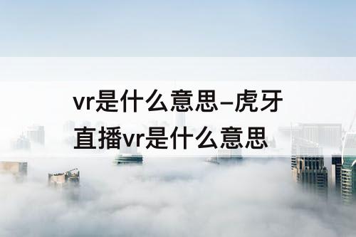 vr是什么意思-虎牙直播vr是什么意思