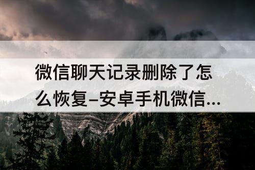 微信聊天记录删除了怎么恢复-安卓手机微信聊天记录删除了怎么恢复