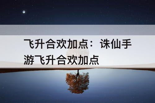 飞升合欢加点：诛仙手游飞升合欢加点