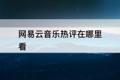 网易云音乐热评在哪里看
