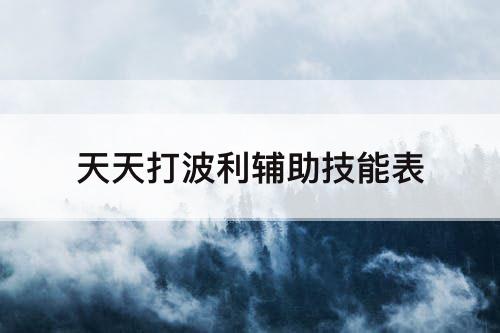 天天打波利辅助技能表