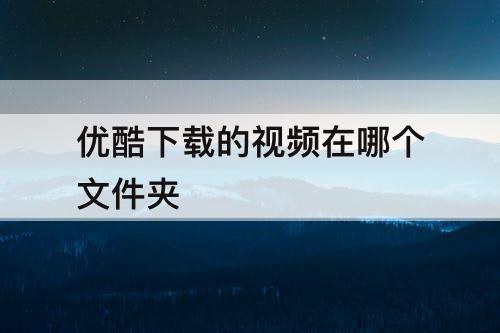 优酷下载的视频在哪个文件夹