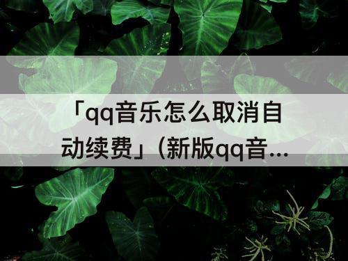 「qq音乐怎么取消自动续费」(新版qq音乐怎么取消自动续费音乐包)