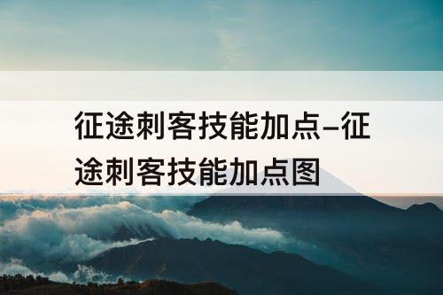 征途刺客技能加点-征途刺客技能加点图