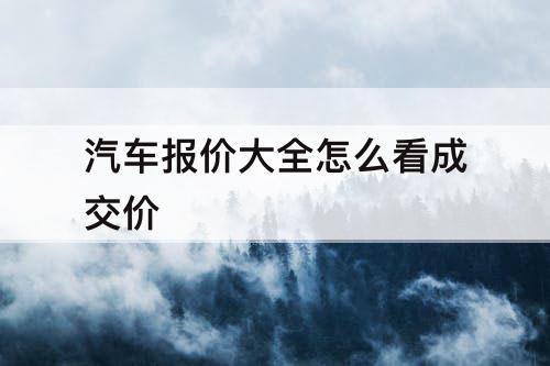 汽车报价大全怎么看成交价
