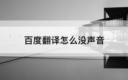 百度翻译怎么没声音