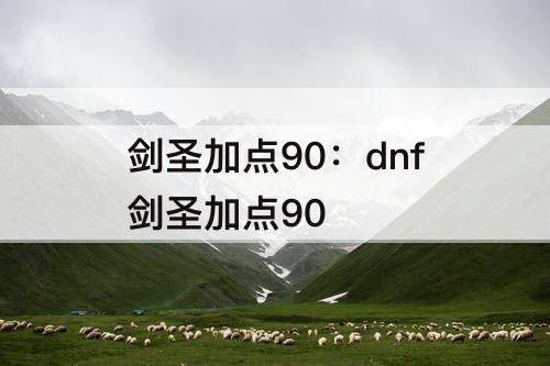 剑圣加点90：dnf剑圣加点90