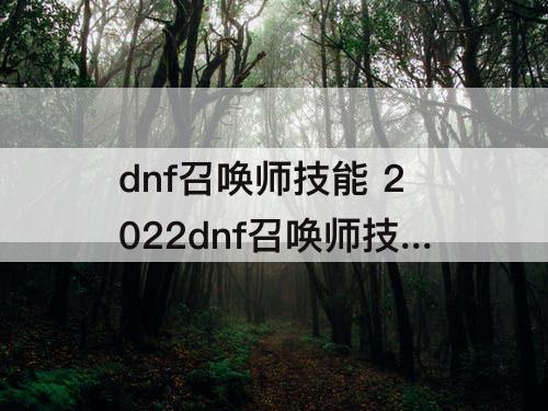 dnf召唤师技能 2022dnf召唤师技能摆放
