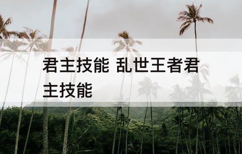 君主技能 乱世王者君主技能