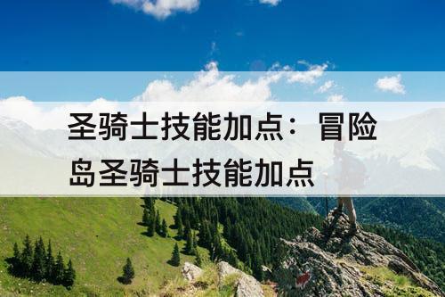 圣骑士技能加点：冒险岛圣骑士技能加点