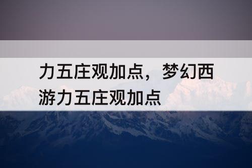 力五庄观加点，梦幻西游力五庄观加点