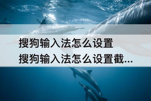 搜狗输入法怎么设置 搜狗输入法怎么设置截图快捷键
