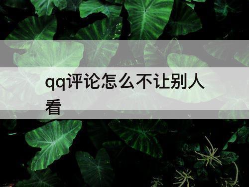 qq评论怎么不让别人看