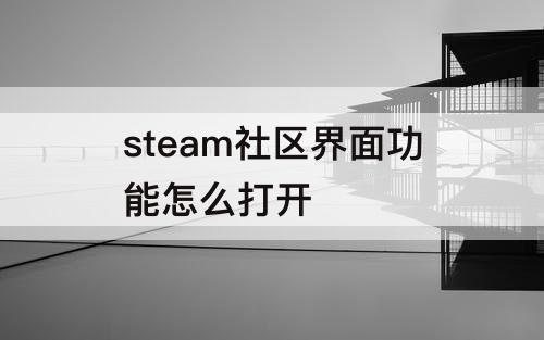 steam社区界面功能怎么打开