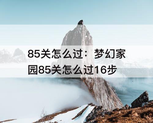 85关怎么过：梦幻家园85关怎么过16步