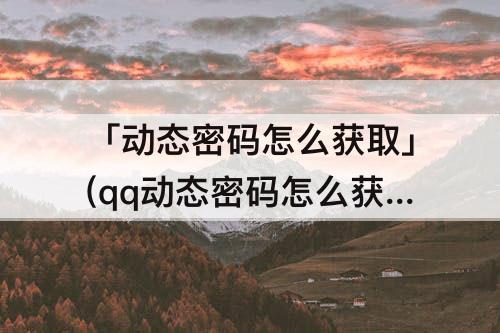 「动态密码怎么获取」(qq动态密码怎么获取不了)