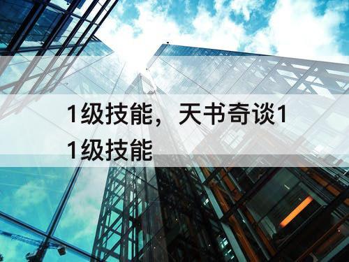 1级技能，天书奇谈11级技能