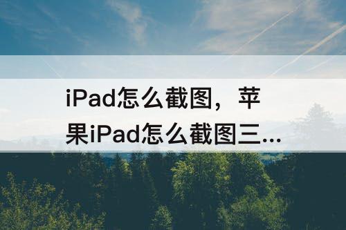 iPad怎么截图，苹果iPad怎么截图三种方法