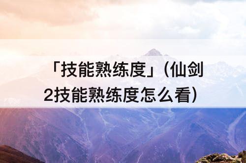 「技能熟练度」(仙剑2技能熟练度怎么看)