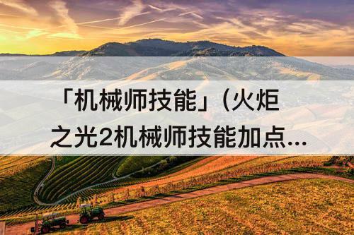 「机械师技能」(火炬之光2机械师技能加点图)