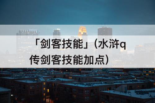「剑客技能」(水浒q传剑客技能加点)