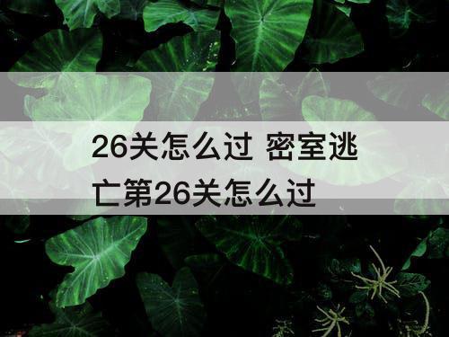 26关怎么过 密室逃亡第26关怎么过