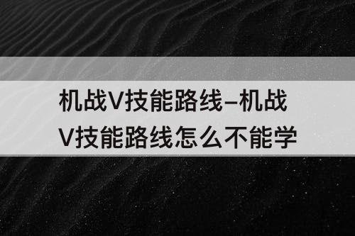 机战V技能路线-机战V技能路线怎么不能学
